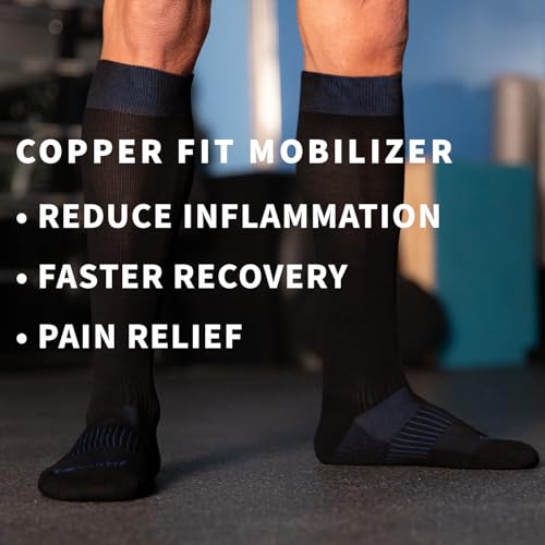 Copper Fit Mobilizer Compression Socks Easy On & Off Improves Circulation, Reduces Swelling for Men & Women, Work & Running - size: Large-X-Large