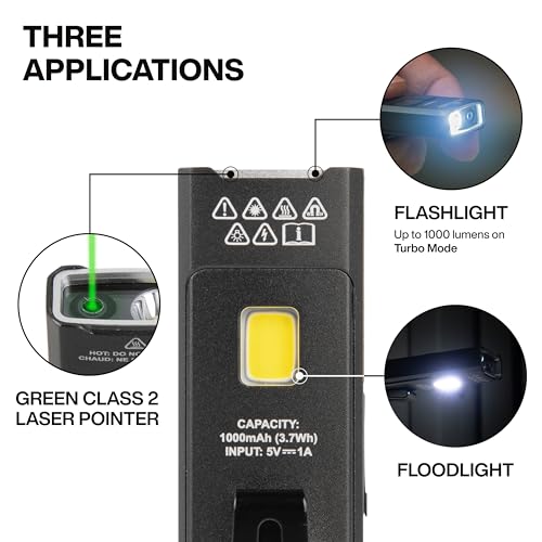 KLEIN TOOLS 56074 Rechargeable EDC Pocket Flashlight with Green Laser