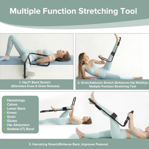 Hamstring Stretcher, Knee Extension & Pain Relief Device for Lower Body Flexibility, Adjustable Back, Leg, Calf & Hip Stretching Tool, Improves Range of Motion, Knee Pain Relief
