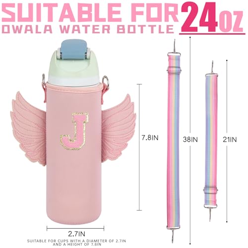 Use for Owala 24oz Crossbody Water Bottle Holder Sling Carrier Bag with Strap, Water Bottle Crossbody Bag Women Girl(J, Pink, 24oz) - style: J