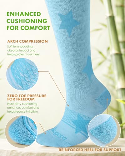 Bamboo Viscose Compression Socks for Women - color: Pastel Star, size: Large-X-Large
