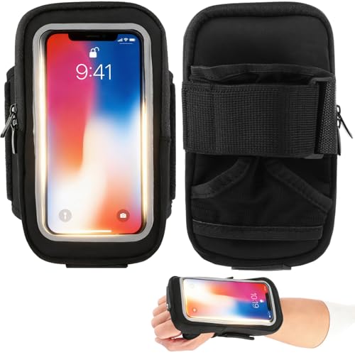 Running Armband for Phone, Adjustable Reflective Sports Wristband Forearm Band for up to 7 Inch Smartphone, Universal Secure Fitness Phone Holder with Earphone Wire Hole for Men Women