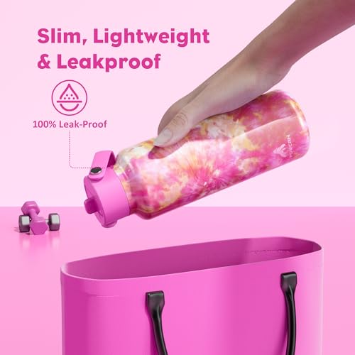 POWCAN 18 oz Insulated Water Bottle: Leakproof, Lightweight, BPA-Free, Cupholder Friendly, Stainless Steel Water Bottle with Straw for Girl, Outdoors, Sport, Daily, Classroom, School (Citrus Dream) - color: Citrus Dream