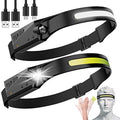 2 Pack LED Headlamp, Rechargeable Motion Sensor Wide Beam Headlight