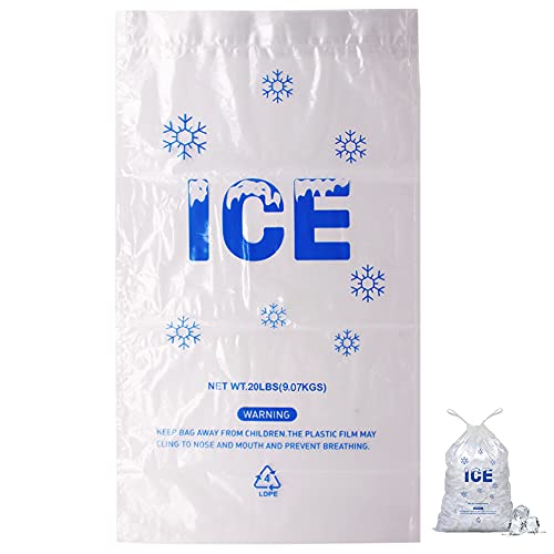 100 PACK 20 lb. Plastic Drawstring Ice Bags 14 x 28 Inch Heavy-Duty Ice Bags with Plastic Draw String (2.8mil Thickness) - style: 14x28inch(100pack)