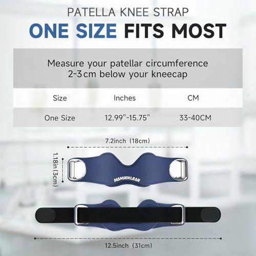 MANUEKLEAR V-Shaped Patella Bands, Adjustable Flex Wrap Patellar Tendon Support Strap for Men Women, Silicone Patella Knee Straps Suitable for Pain Relief Running Hiking Basketball, (2pcs) (Blue) - color: Blue