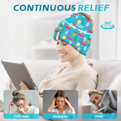 Migraine Relief Cap, Soothing Headache Ice Face Mask Products - color: Black+blue2