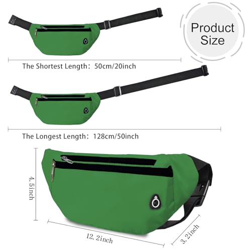 Fanny Pack for Women Men,Crossbody Water Resistant Sports Waist Bag Pack - color: 1pack-grassgreen