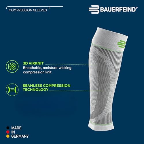 Bauerfeind Sports Compression Lower Leg Calf Sleeves (1 Pair) - Improved Circulation, Airknit Fabric Breathable, Washable - color: Black, size: X-Large/Long