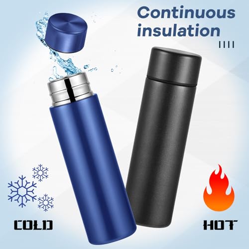 Irenare 2 Pieces 5oz Mini Water Bottle, Stainless Steel Purse, Black, Blue - color: Black/Blue