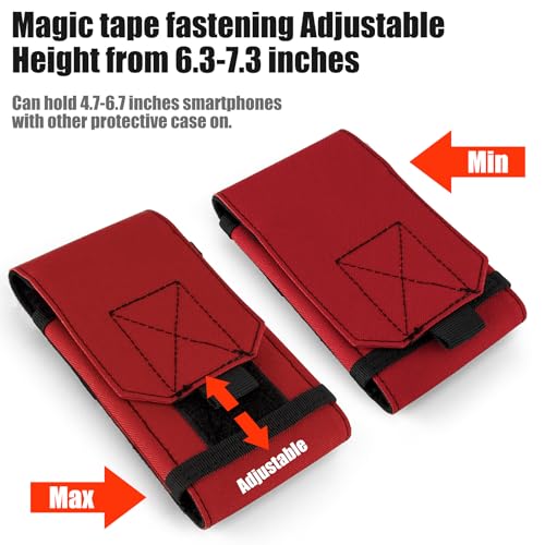 Tactical Molle Phone Holster Pouch, Universal Belt Waist Bag for iPhone 18 Pro Max/17 Pro/17/16 Pro Max/15 Pro Max/14 Pro Max/13, Samsung S26 Ultra/S25/S24, Size L - color: Red(1 Pack)