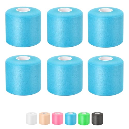 Pre Wrap Athletic Tape 6 Pack, 2.4 Inch x 22 Yards Foam Underwrap, Blue - color: Blue