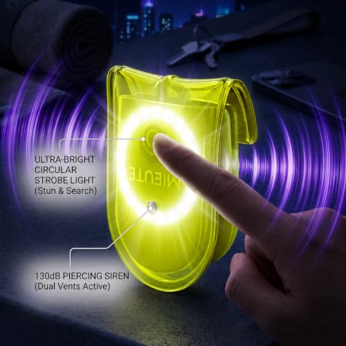 Clip-On Personal Safety Alarm 130dB for Women with LED Strobe - color: Fluorescent Green