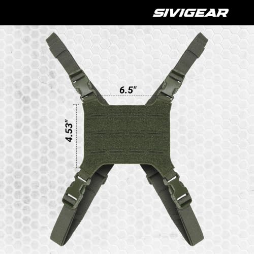 Tactical Phone Chest Rig Vest 500D Nylon Molle Compatible Plate Carrier Harness with Phone Mount,Adjustable Strap - color: Ranger Green