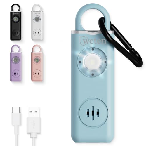 Personal Safety Alarm Keychain for Women, 130dB, USB-C Rechargeable - color: C - Blue