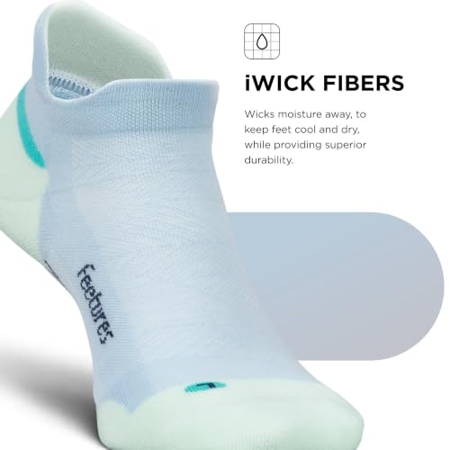 Feetures Elite Max Cushion No Show Tab Ankle Sock - color: Glacier Mist (1 Pair), size: Small