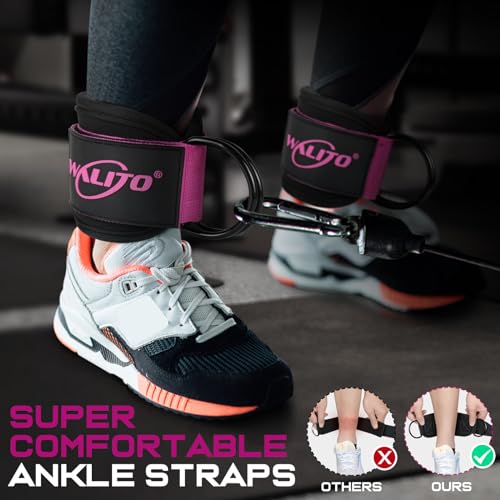 Ankle Straps for Cable Machines, Leg Straps for Glute Kick Back Accessories - color: Black Rose