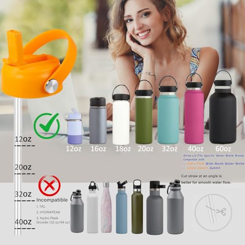 RRegeny Straw Lid for Hydro Flask Wide Mouth 32 40 oz, Lids with Flexible Handle compatible with HydroFlask, Replacement Sports Flex Cap Wide Mouth Top - color: Starfish orange