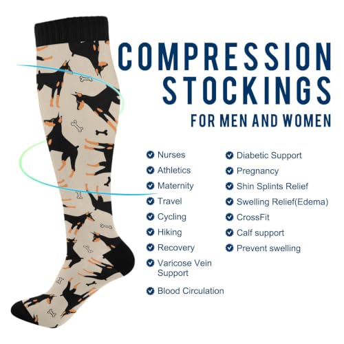 Compression Socks for Women & Men Knee High Socks - color: Doberman