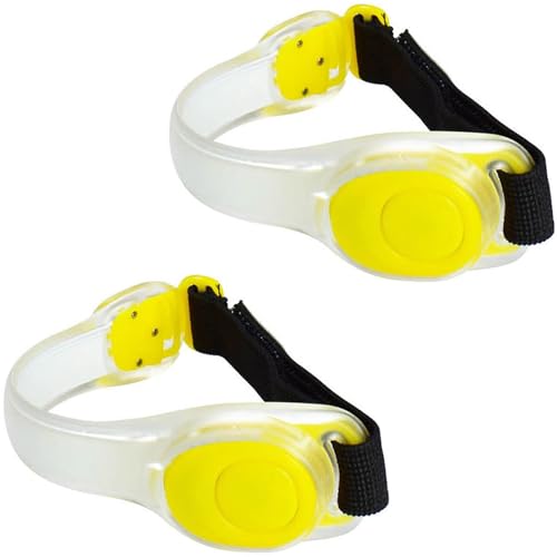 Premium LED Light Up Armband, Reflective Adjustable Wearable Silicone Running Belt Strap/Waterproof Glow in The Dark for Running Jogging Walking Cycling Concert Camping Outdoor Sports - color: Yellow - 2 Packs