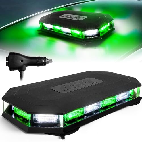 ASPL 16.5 Inch Roof Top Beacon Warning Strobe Light for Trucks Green White - color: Green/White