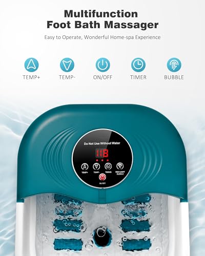 SPA4PIEDS Collapsible Heated Foot Spa Bath with Bubble, Foot Soaking Tub Featuring 8 Shiatsu Rollers Pumice Stone and Built-in Timer for Foot Relaxation, Self Care Gift for Mom,Dad,Parents(Green) - color: Green
