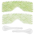 4 Pcs Jade Eye Mask & Skin-Safe Glass Facial Massage Tool, Jade Cooling Mask & Gua Sha Therapy Roller for Skincare Relieve Puffiness, Anti-Aging, Stress Relief - color: White