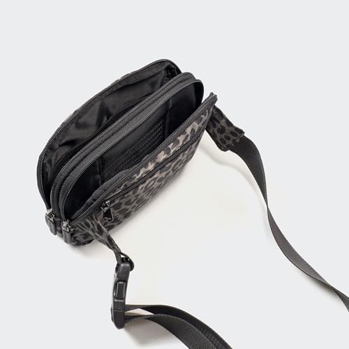 Pander Nylon Fanny Pack Belt Bag for Women with 5 Zipper Pockets - color: Grey Leopard
