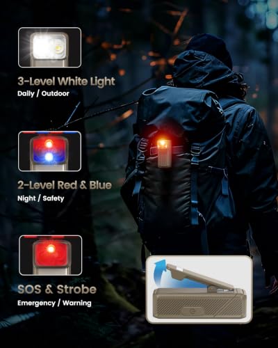 KINGTOP Clip On Flashlight, 90 Degree Rotating Running Lights for Runners - color: Khaki