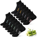 6 Pairs Thin Breathable Bamboo Ankle Socks for Women - color: 6 Black, size: Medium