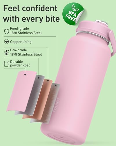 TOURIT 24 oz Insulated Stainless Steel Water Bottle, Obsidian - color: Obsidian, size: 32 Ounces