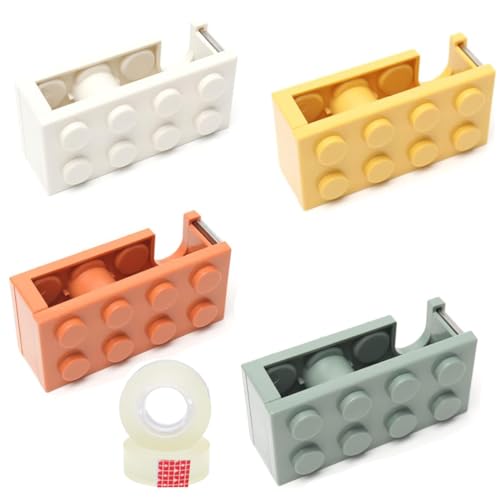 4 Pack Mini Desktop Tape Dispenser with 2 Rolls Tape, Cute 4 Color Tape Dispenser Kids for Gift Wrapping Tape Cutter for Office Home School and Crafts