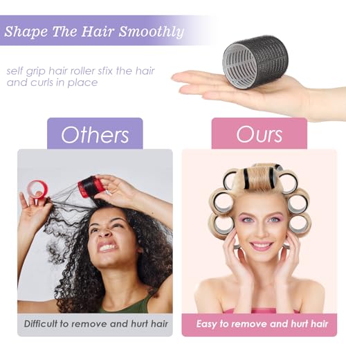 6Pcs 64mm Jumbo Hair Rollers Curlers & 6Pcs 55mm Large Hair Curlers Rollers