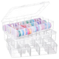 Leinuosen 3 Pack Clear Washi Tape Organizer Storage 15 Grids Plastic Organizer Box Adjustable Dividers for Jewelry, Washi Tapes, Art DIY Crafts, Beads and Small Parts