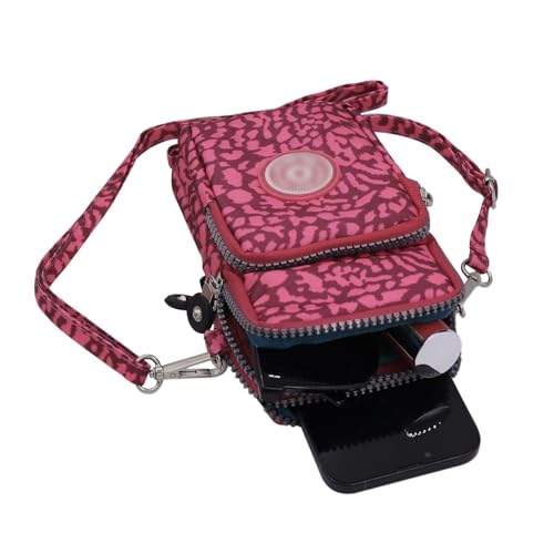 ZGMYC 3-Layers Cellphone Pouch Wristlet Purse Waterproof Sports Armband Shoulder Bag Wallet - color: Pink Leopard Print