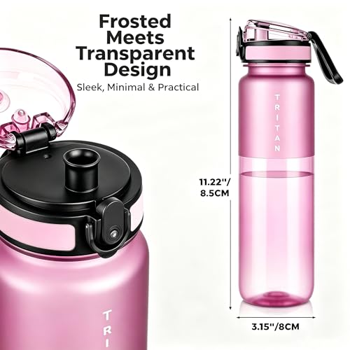 32oz Clear Tritan Water Bottle with Chug Lid - color: Magenta