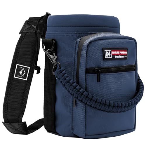 NATURE PIONEOR 26-128 oz Insulated Water Bottle Carrier Holder with Strap - color: Navy, size: 64oz