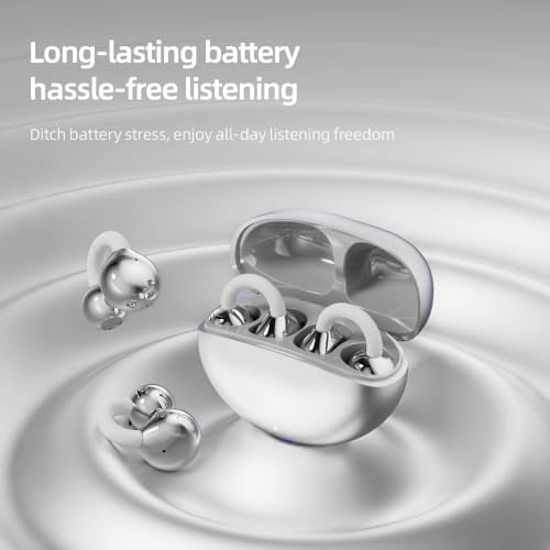 Open Ear Earbuds Clip On Headphones Wireless Earbuds for Workout(Silver) - color: Silver