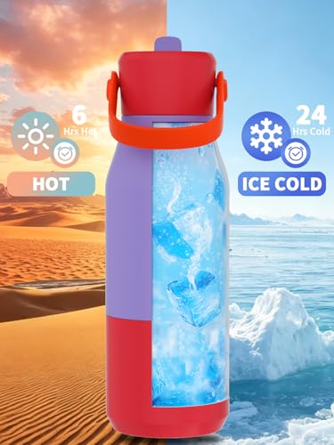LAOION 23 oz Stainless Steel Insulated Sports Water Bottle - color: Purple, size: 23 Ounces