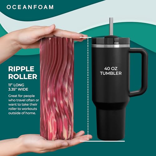 Oceanfoam Ripple Small Foam Roller (Maroon, Blush & Hot Pink Marbled) - color: Maroon, Blush & Hot Pink Marbled