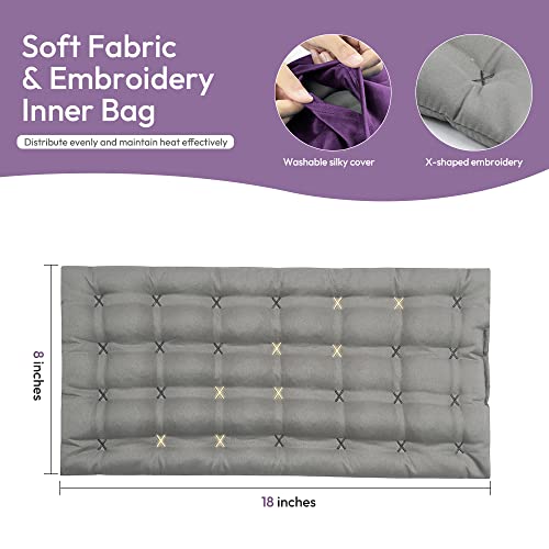 Microwavable Heating Pad with Washable Cover, 8 x 18 Microwave Heating Pad for Neck and Shoulders, Moist Heat Bean Bag Warm Compress for Knee, Joints, Wrist, Abdomen (Dark Purple) - color: 8 X 18" Dark Purple - 1 Pack