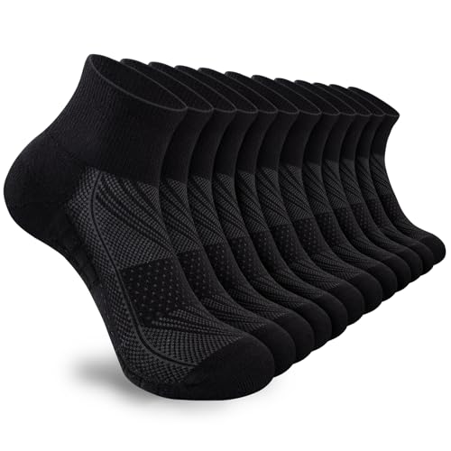 Ankle Socks Women White Black, 6/12 Pairs Running Quarter Socks - color: Black, size: 5-8
