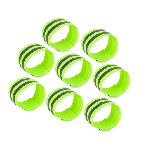8pcs Reflective Bands for Arm Reflective Armbands High Visibility Night Cycling Riding Reflector Tape Straps Bracelet Green Durable Material