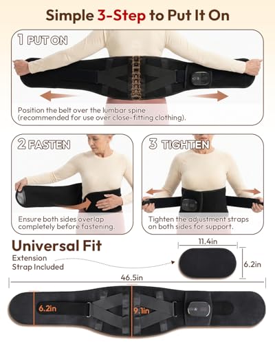 Cordless Heating Pad for Lower Back, Vibration Lumbar Wrap, 47 in