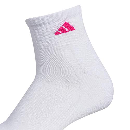 adidas Women's Athletic Cushioned Quarter Ankle Socks 6 Pairs - color: White/Shock Pink/Bright Cyan