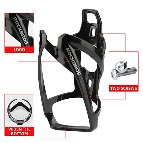 ROCKBROS Bike Water Bottle Holder Ultralight Bottle Cages with Screws Tool - color: Black, size: Standard
