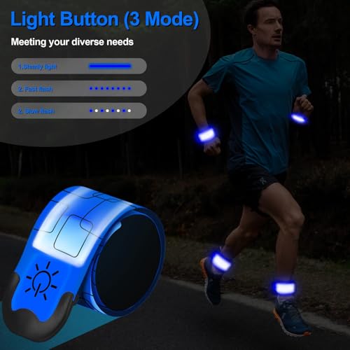 LED Armband Rechargeable, 2Pcs High Visibility Running Gear for Night - color: Blue
