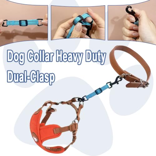 Adjustable Dog Collar Safety Backup Clip, Blue - color: Blue, size: M(7.2~8.7 in adjustable length x 0.6 in width)