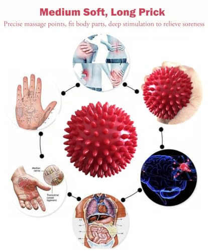 AKOAK 3" Hard Prick Massage Ball, Massage Roller for Plantar Fasciitis, Muscle Soreness Massage Ball - Exercise, Relaxation Massage Ball, Pack of 1 (Red) - color: Red