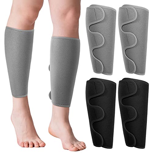 Chivao 2 Pairs Calf Brace Adjustable Shin Splint Support Lower Leg Compression Wrap Calf Sleeves for Men Women Pain Relief, Increases Circulation Reduces, Muscle Swelling(Gray, Black) - color: Gray, Black